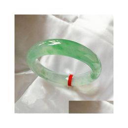 Bangle Send Certificate Pure M Jade A-Class 5M-62Mm Light Green Bracelet Elegant Princess Gift Drop Delivery Jewellery Bracelets Dhfdh