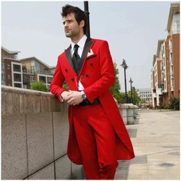 Men's Suits Red Swallow Men 2 Pieces Fashion Slim Fit Black Lapel Blazer Terno Masculino Good Quality Tuxedo Wedding Male Clothing