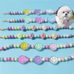 Dog Collars Heart Pet Collar Colourful Pearl Cat Necklace Adjustable Puppy Accessories Chihuahua Wedding Jewellery Stuff