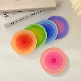 Mats Pads Ins Gradient Colored Acrylic Cup Cushion Round Coffee Cup Cushion Desktop Decoration Photo Prop Posavasos Inner J240514