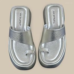 Dress Shoes Chunky Sandals For Women High Heels Summer Casual Toe Ring Open Slip-on Imitation Wood Wedge Platform Flip Flops Comfy Outdo