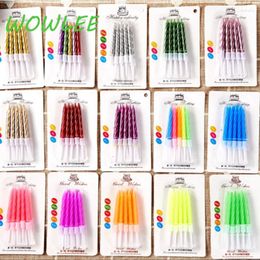 Party Supplies 1/10pcs Thread Color Birthday Candles With Stand Cake Candle Event Wedding Decoration Making