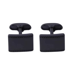 Cuff Links 2 pieces of black mens handcrafted carbon Fibre rhodium plated cufflink set used for wedding business party Jewellery and gifts