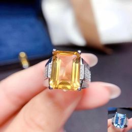 Cluster Rings MeiBaPJ Luxurious Natural Citrine/Topaz Gemstone Fashion Ring For Men Real 925 Sterling Silver Fine Charm Wedding Jewellery