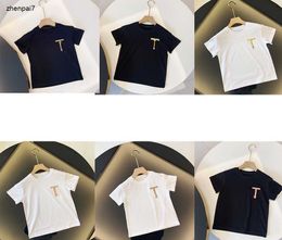 Top kids T shirts Khaki logo print summer boys top Size 90-150 CM designer baby clothes girl Short Sleeve cotton child tees 24Feb20