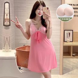 Women's Sleepwear 2024 Summer Cotton Sexy Lace Lingerie Spaghetti Strap Nightgowns For Women Cute Nightdress Night Dress Home Nighty