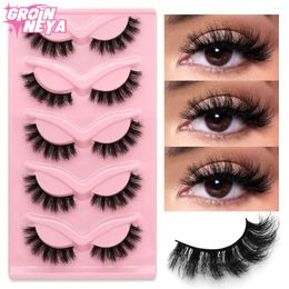False Eyelashes 5 Pairs Mink 3D Fluffy Faux Lashes Cat Eye Natural Long Soft Wispy Reusable Extension