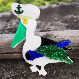 Brooches FishSheep Cute Acrylic Pelican Pins For Women Handmade Lovely Resin Sea Birds With Anchor Cap Accessories Jewellery Gifts