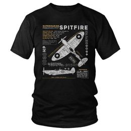 Men's T-Shirts Vintage Super Ocean Spitfire MK 1 Mens 100% Cotton T-Shirt Fighter War Pilot Airplane Fashion Apparel SprSummer J240515