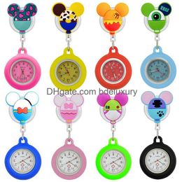 Other Lovely Cartoon Dolls Nurse Doctor Retractable Sile Pocket Watches For Hospital Medical Women Mens Badge Reel Gift Drop Delivery Otnge