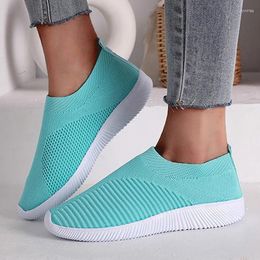 Casual Shoes Sneakers For Women 2024 Fashion Vulcanize Solid Colour Slip On Sock Ladies Flat Woman