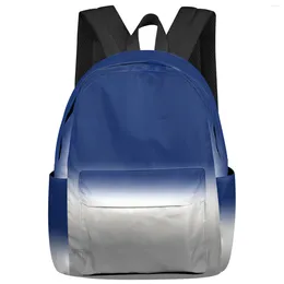 Backpack Blue White Gray Gradient Ombre Women Man Backpacks Waterproof Travel School For Student Boys Girls Laptop Bags Mochilas
