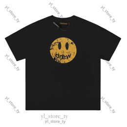 Designer Draw T Shirt Fashion Clothing Draw Tshirt Luxury Mens Casual Tees Vintage Washed Old Smiling Face Classic Unisex Cotton Double Yarn Loose Short d5a4