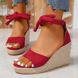 Sandals Rome Suede Wedges High Heels Women Fashion Shoes 2024 Summer Platform Dress Slides Walking Pumps Mujer Flip Flops