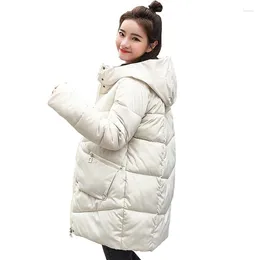 Women's Down 2024 Winter Jacket Cotton Padded Casual Female Cold Coat Hooded Stand Collar Solid Thick Parkas Woman