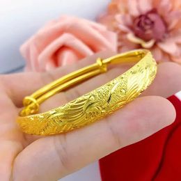 Real gold 24K bracelet 999 wedding gift 18K to become a rich woman in seconds AU750 jewelry for friends 240515