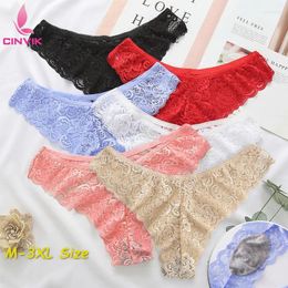 Women's Panties Sexy Low Waist Lace Underwear Transparent Embroidered Thong Solid Colour Temptation Elastic T-back Summer Cool Lingerie