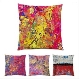 Pillow Cover Decorative Oil Painting Pillowcase Colorful Polyester Linen Home Decoration Abstract Velvet E0172