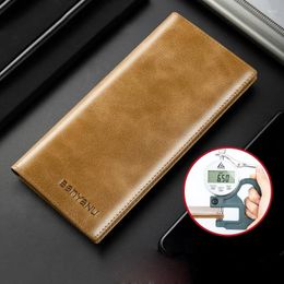 Wallets Leather Slim Soft Wallet Thin Coin Brand Men Purse For Men's Cowskin Long Business Holder Design Card