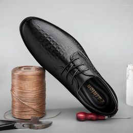 Casual Shoes Classic Lace-Up Dress Men Oxfords Fashion Business 2024 Genuine Leather Men'S Suits