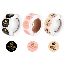Window Stickers 1500 Pcs Round Kraft Paws Print Thank You Labels Dog Claw Present For Sealing And Decoration