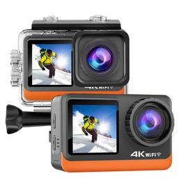 Sports Action Video Cameras Ultra HD 4K60FPS 2.0 Touch IPS Dual Screen Action Camera 24MP Wi-Fi 170D EIS 30M waterproof Optional Philtre 1080P Webcam Camera J240514