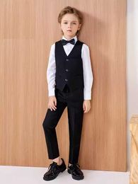Suits Flower Boys Suit For Wedding Teenager Kids Formal Ceremony Tuxedo Dress Children Photograph Blazer Party Performance Costume Y240516