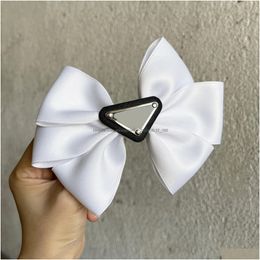 Hair Clips Barrettes Luxury Designer Brand Letter Inverted Triangle Bow Hairpin Premium Classic Fashion Hairjewelry Christmas Drop Del Otfrm