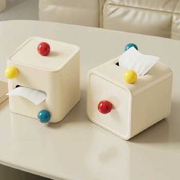 Tissue Boxes Napkins Cream Colour Square tissue box decoration living room bathroom napkin paper box plastic ball with Lid drawer paper roll paper box J240514