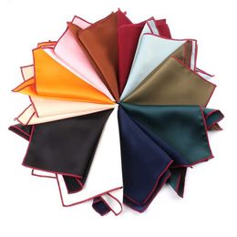 Bandanas Durag Satin solid pocket square suitable for women multi-color Kerchief mens handle wedding square handle J240516