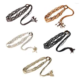 Belts 50JB Weaving Hollow Out Waist Rope For Women Ladies Dress Belt With Bohemian Beads Decors Fashion Female