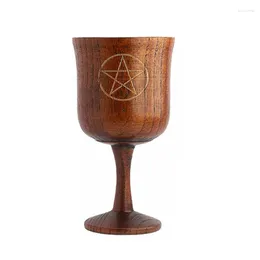 Decorative Figurines Wooden Cup Home Table Decoration Pentagram Triple Moon Goddess Wicca Witchcraft Goblet 1pc Dropship