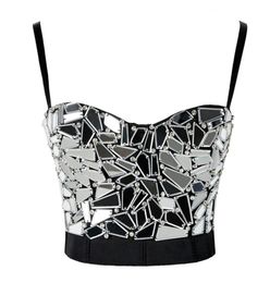 Women Summer Sexy Rave Outfit Corset with s Silver Sequin Glitter Crop Top Strass Goth Festival Clothing Drop 2205042438631