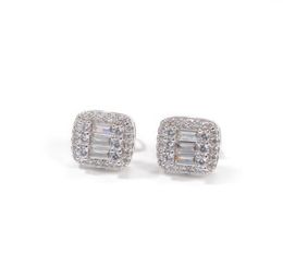 Hip Hop Stud Earrings Jewellery Fashion Mens Square Gold Silver High Quality Zircon Earring9248574