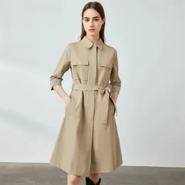 Women's Trench Coats Women Mid Length Korean Loose Fashion Coat 2024 Female Versatile High End Solid Spring Autumn Windbreaker Jacket