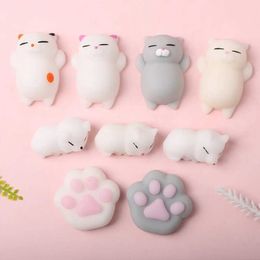Decompression Toy Cute Squishy Mochi Animal Stress Relief Toy Soft TPR Squeeze Clip Fun Toy Kawaii Cat Paw Abract Toy Children and Adults WX