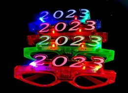 Party Decor LED Light up 2023 Glasses Glowing Flashing Eyeglasses Rave Glow Shutter Shades Eyewear for New Year Kids Adults Sizes21921667