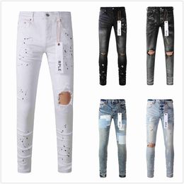 Jeans Designer for Mens High Quality Fashion Cool Style Pant Distressed Ripped Biker Black Blue Jean Slim Fit Motorcycle 6LRY
