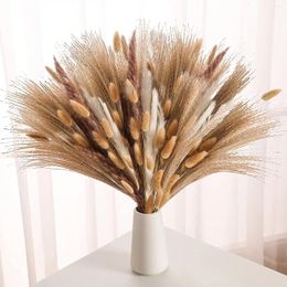 Decorative Flowers 60 PCS Natural Dried Reed Flower Bouquet Rustic Pastoral Style For Farmhouse Table Home Decor Party Christmas Arrangement