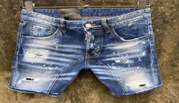 New Summer Mens Holes Denim Shorts Fashion Men Denim Jeans Slim Straight Pants Trend Mens Designer Denim shorts9332013