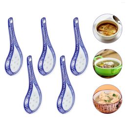 Spoons 5 Pcs Hand-Pulled Noodle Korean Japanese Soup Multi-function Chinese Style Scoop Forks To Eat