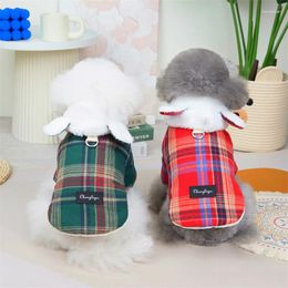 Dog Apparel Autumn And Winter British Style Hat Traction Button Cotton Coat Spot Small Medium Cat Clothing