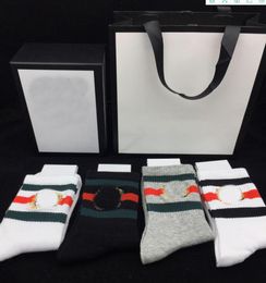 Animal Head Couple Socks Gift Box 100 Cotton Stripes Tiger Embroidered Socks 4 Pairs Stockings For Men And Women7422411