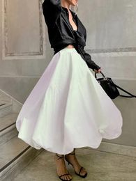 Skirts Summer High Waist Slim Flower Bun Female Lantern Loose Skirt Korean Fashion Midi Long A- Line Elegant For Women