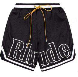 Designer Shorts Rhude Mens Capsule Summer Beach Pants Material Modo di sudore traspirante Basket Basket Basket Basket Black Black 612ess