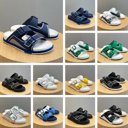 Casual-style H-Town Men Sandals Shoes & Mules Nappa Leather Slides Flats Oblique Mules Man Slip On Slippers Daily Wear Walking EU38-46 Original Box