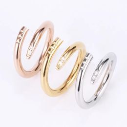 Titanium steel nails Screwdriver ring men and women gold engagement Jewellery for lovers couple rings gift size 5-11 with box 302s