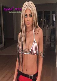 New Celebrity Kylie Jenner Christina Aguilera Hairstyle Wig Synthetic White Highlight Black Braids Hair Cosplay Wigs for Xtina Cos3166065