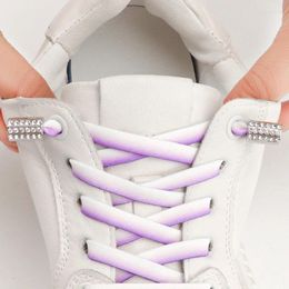 Shoe Parts No Tie Laces Diamond Lock Shoelaces Without Ties Elastic Gradient For Sneakers Kids Adult Flat Shoelace Shoes