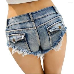 Women's Shorts Women Sexy Jeans Low Waist Denim Mini Micro Summer Fashion Ripped Thong Pant Club Pole Dance Ladies Short Mujer